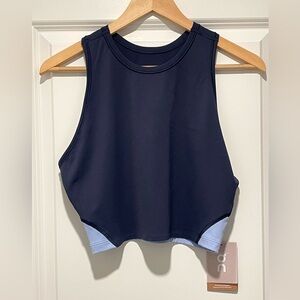 On Running Navy and Light Blue Crop Top